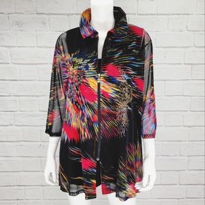 Valentina Starburst Multi Color Zip Front Mesh Jacket Size:1X GUC!